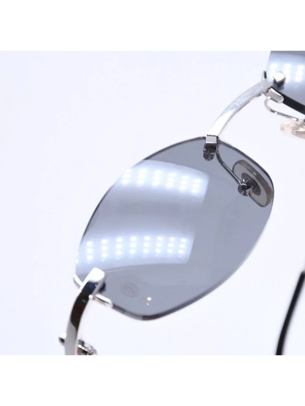 Cartier Rimless Oval Sunglasses 2C Motif Black Allie Silver Eyewear